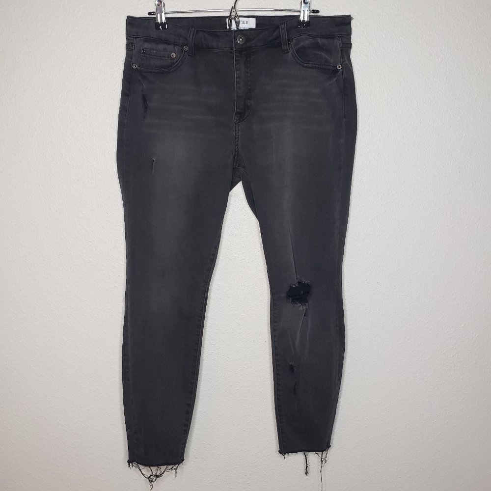 Pistola Sz 33 Audrey Distressed Black Crop Raw Hem Jeans Revolve (728)